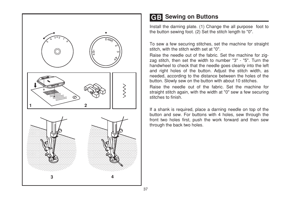 Sewing on buttons | SINGER 2263 SIMPLE Instruction Manual User Manual | Page 44 / 62