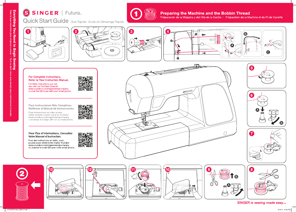 SINGER XL-580 FUTURA Quick-Start Guide User Manual | 2 pages