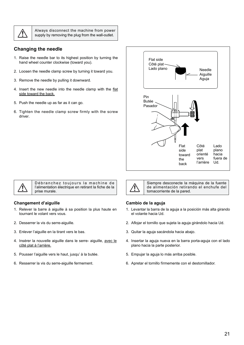 Changing the needle | SINGER XL-580 User Manual | Page 23 / 136