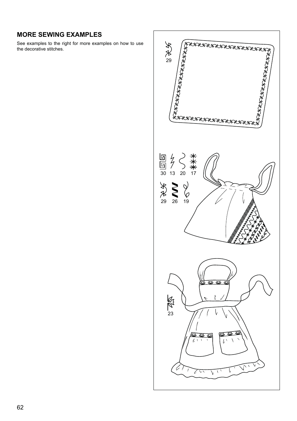 More sewing examples | SINGER XL-580 User Manual | Page 64 / 136