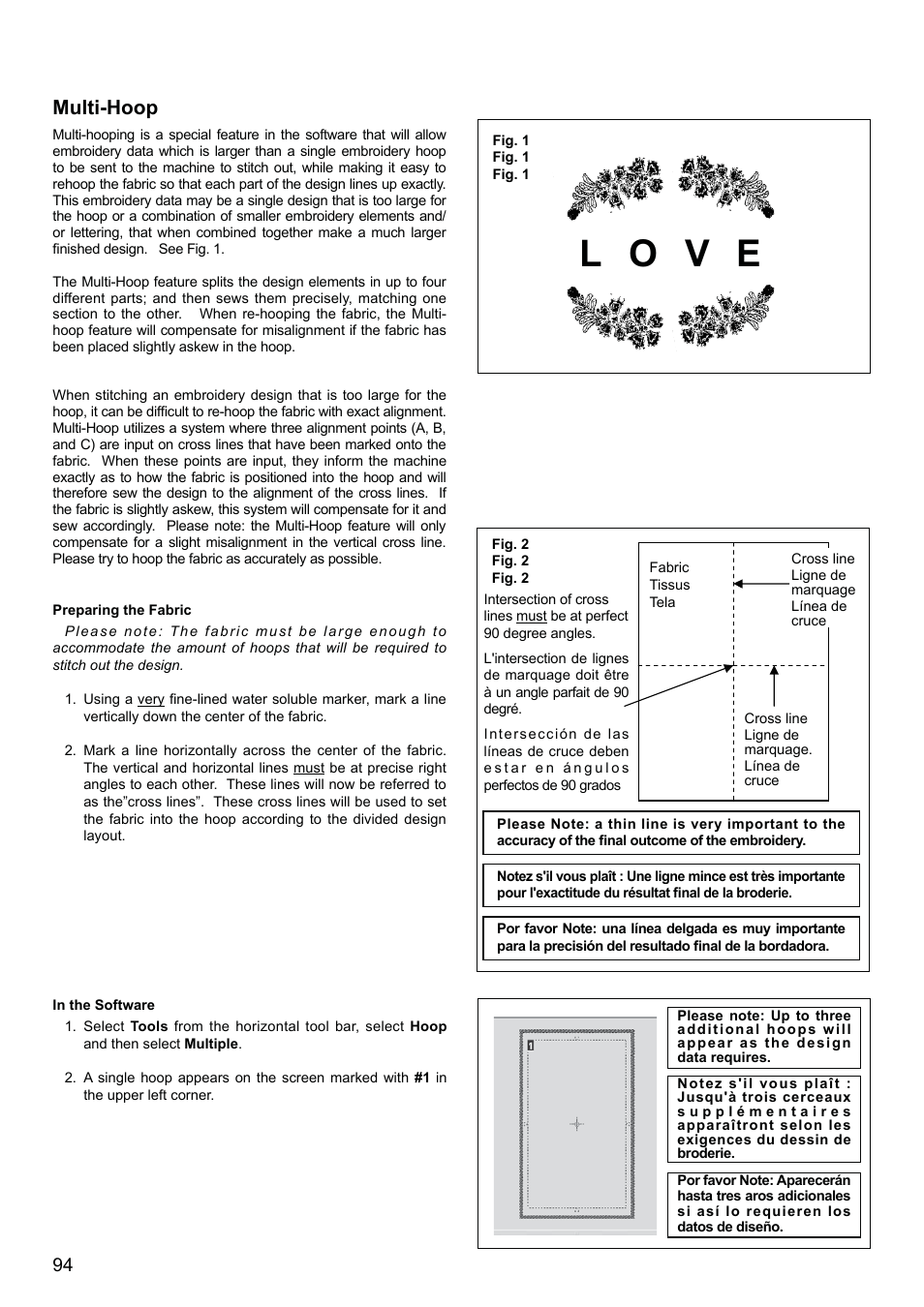 L o v e, Multi-hoop | SINGER XL-580 User Manual | Page 96 / 136