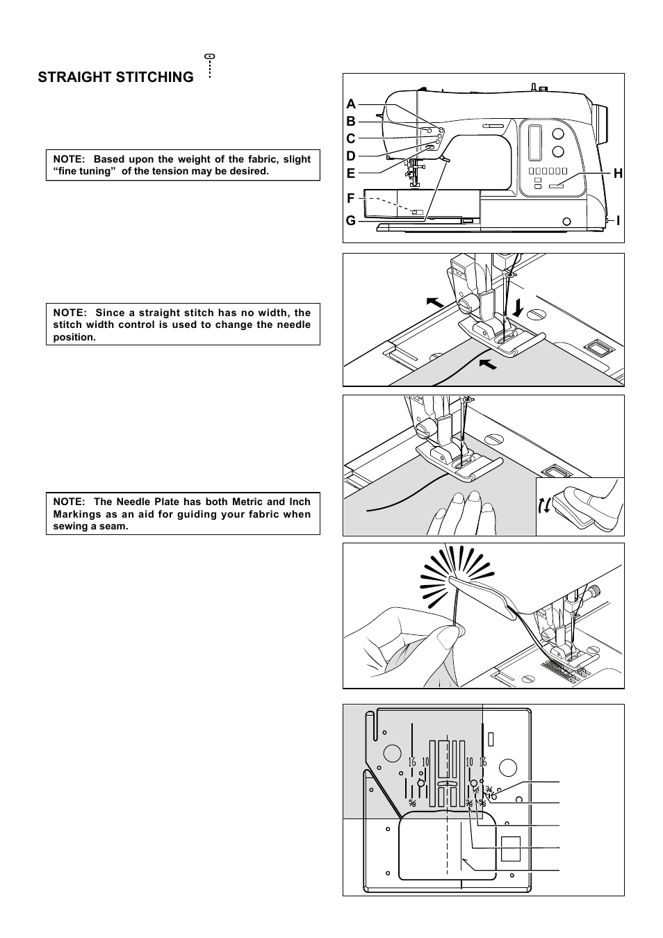 Straight stitching, Keeping seams straight | SINGER 5 FUTURA QUINTET Instruction Manual User Manual | Page 38 / 136