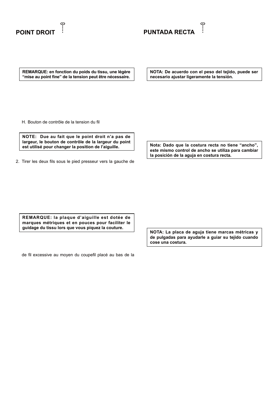 Point droit, Pour garder la couture droite, Puntada recta | Manteniendo la puntada derecha | SINGER 5 FUTURA QUINTET Instruction Manual User Manual | Page 39 / 136