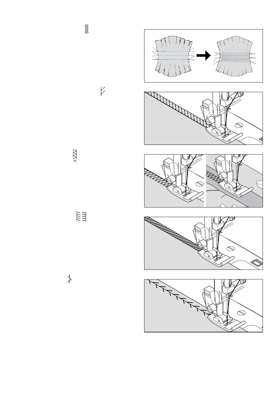 Thorn stitch, Honeycomb stitch, Slant overedge stitch | Turkish stitch, Slant pin stitch | SINGER 5 FUTURA QUINTET Instruction Manual User Manual | Page 48 / 136