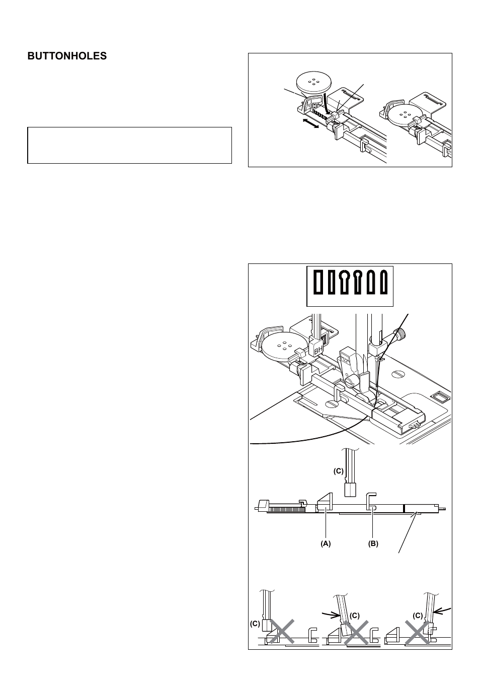 Buttonholes using buttonhole foot, Procedure | SINGER 5 FUTURA QUINTET Instruction Manual User Manual | Page 54 / 136