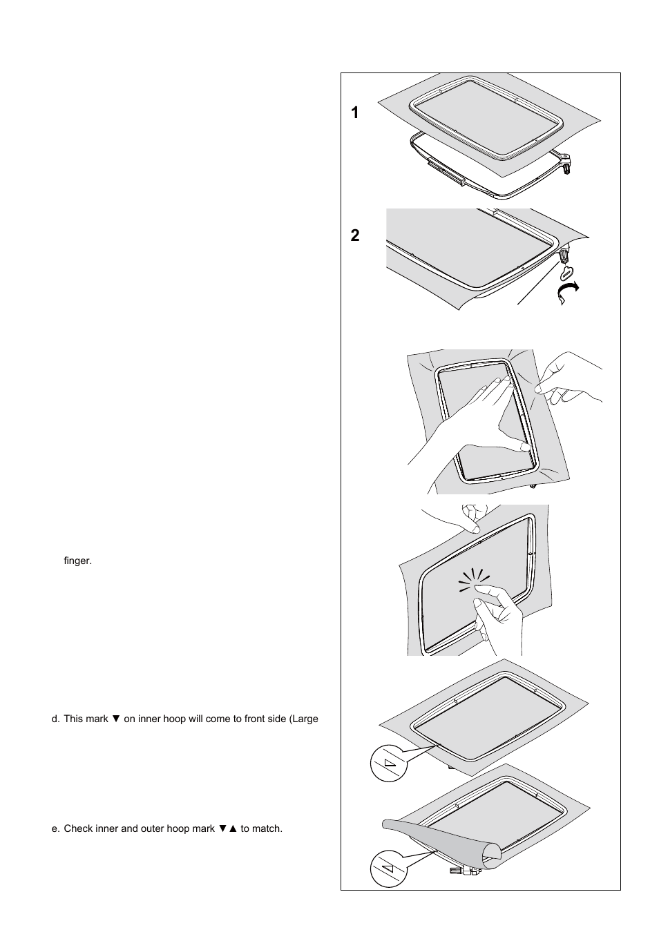 Securing fabric in embroidery hoop | SINGER 5 FUTURA QUINTET Instruction Manual User Manual | Page 72 / 136