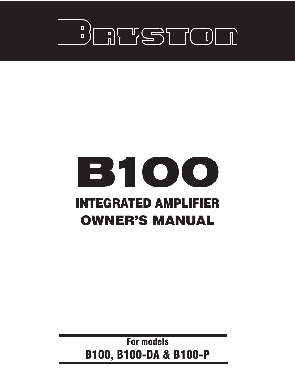 Bryston B100-P User Manual | 10 pages