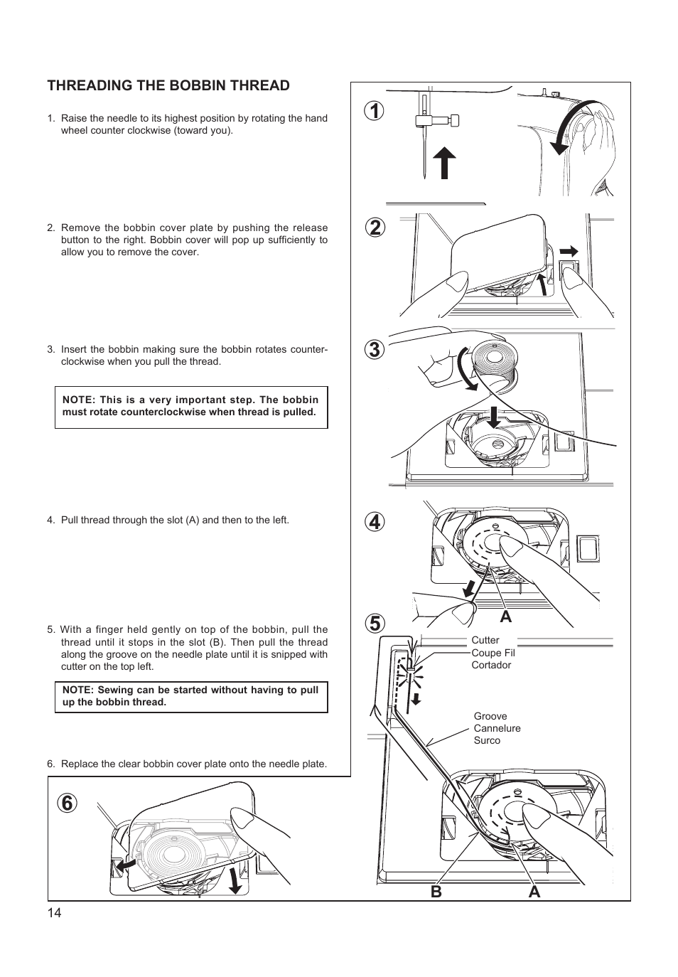 Threading the bobbin thread | SINGER XL-550 FUTURA Instruction Manual User Manual | Page 14 / 120