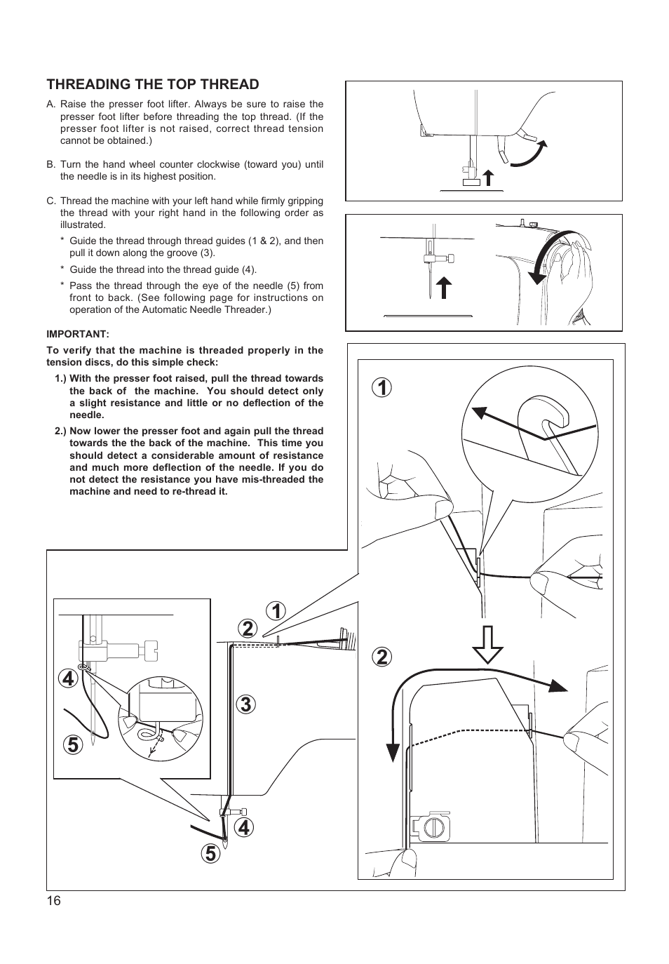 Threading the top thread | SINGER XL-550 FUTURA Instruction Manual User Manual | Page 16 / 120