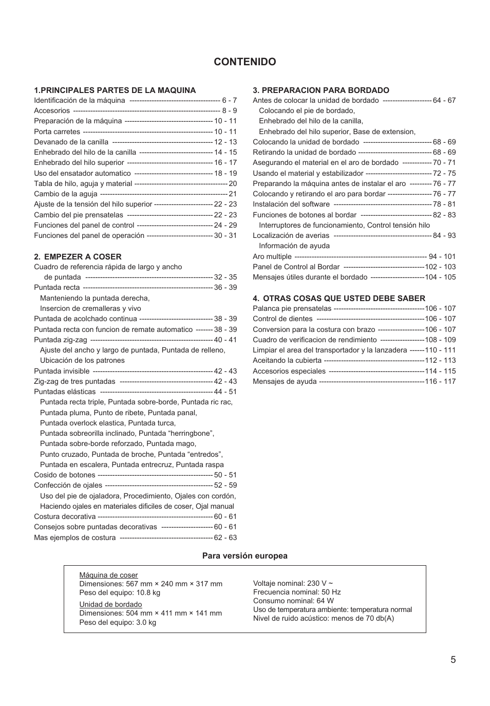 SINGER XL-550 FUTURA Instruction Manual User Manual | Page 5 / 120