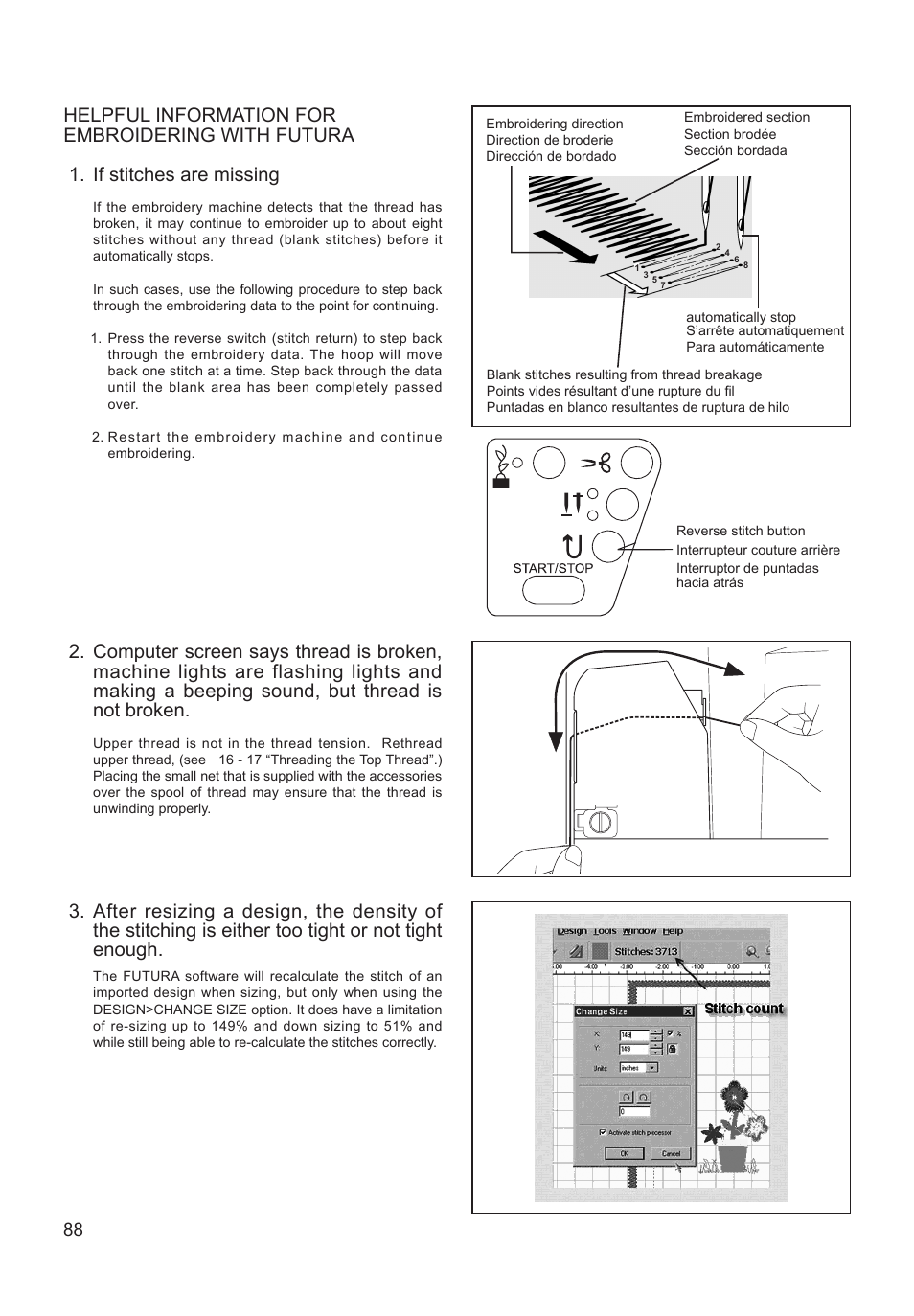 If stitches are missing | SINGER XL-550 FUTURA Instruction Manual User Manual | Page 88 / 120