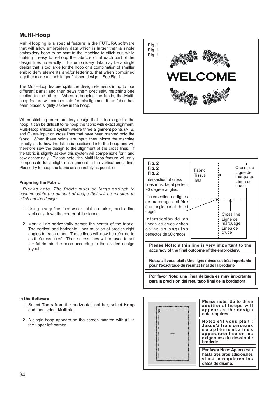 Multi-hoop | SINGER XL-550 FUTURA Instruction Manual User Manual | Page 94 / 120