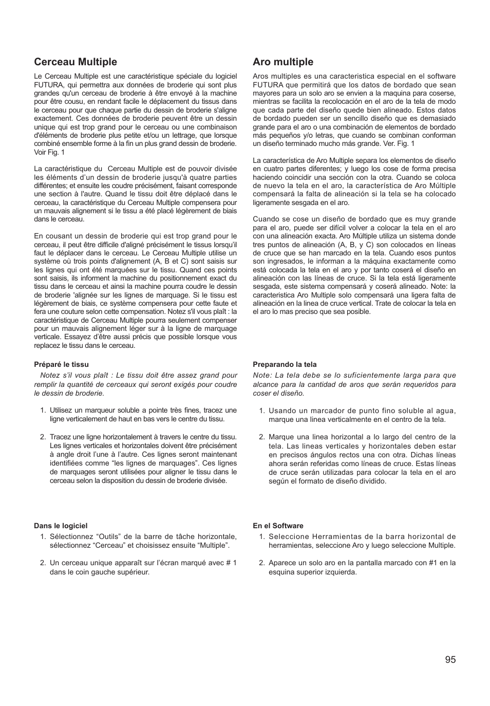 Aro multiple, Cerceau multiple | SINGER XL-550 FUTURA Instruction Manual User Manual | Page 95 / 120