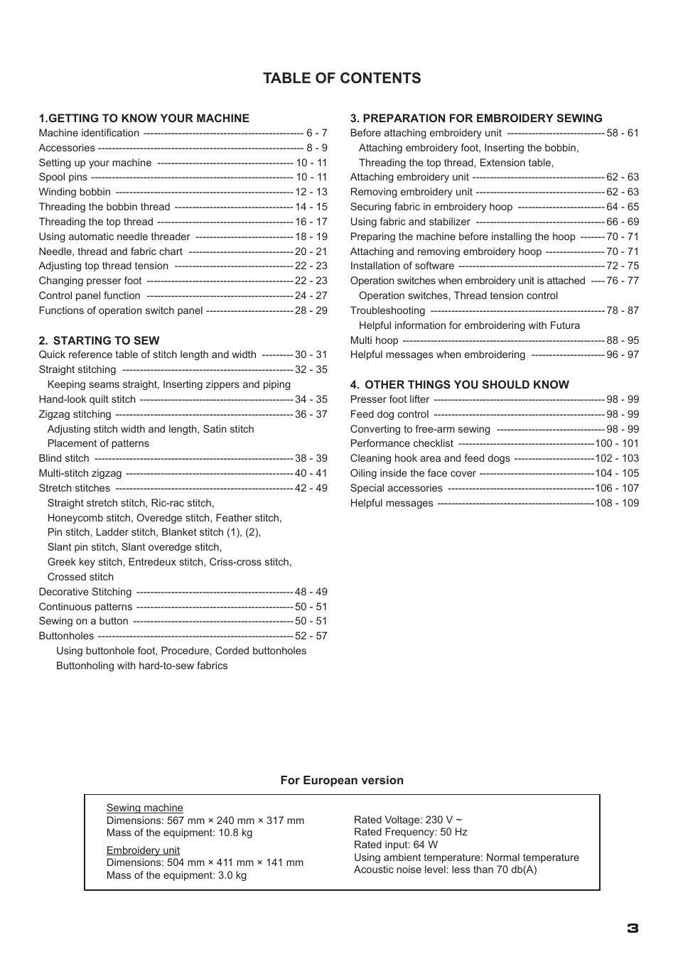 SINGER XL-400 FUTURA Instruction Manual User Manual | Page 5 / 112