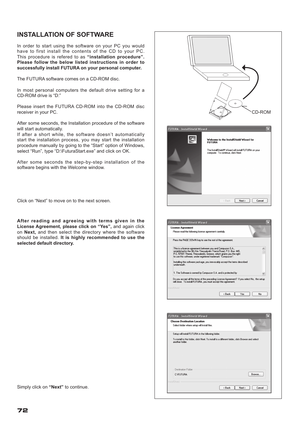 Installation of software | SINGER XL-400 FUTURA Instruction Manual User Manual | Page 74 / 112