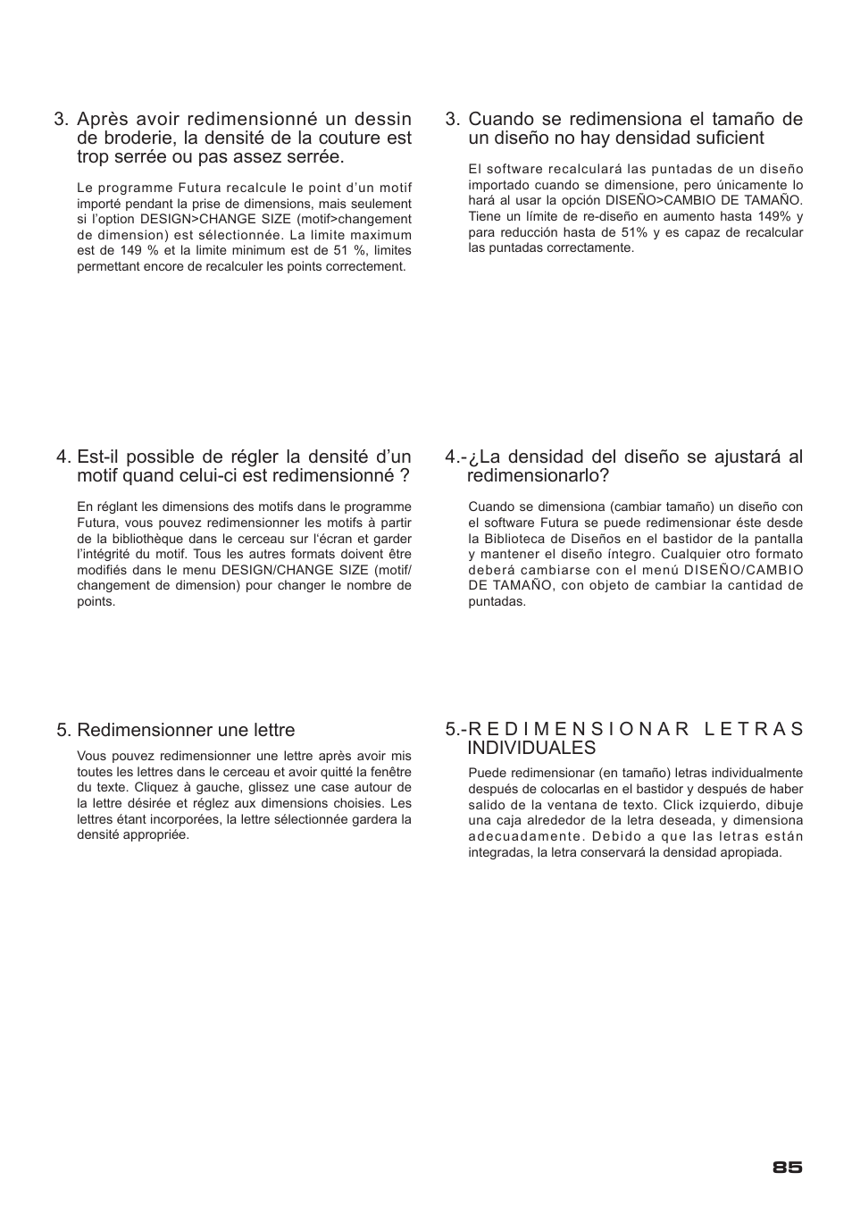 Redimensionner une lettre | SINGER XL-400 FUTURA Instruction Manual User Manual | Page 87 / 112