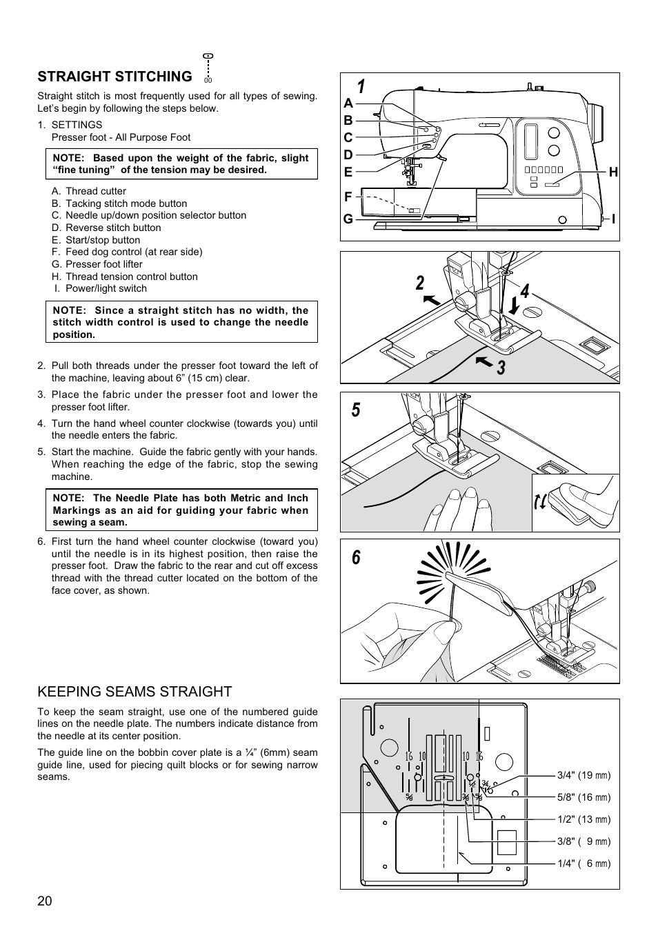 Straight stitching, Keeping seams straight | SINGER SEQS-6700 FUTURA QUARTET Instruction Manual User Manual | Page 22 / 68