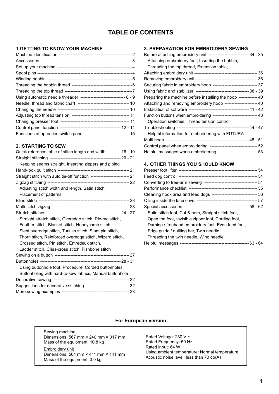 SINGER SEQS-6700 FUTURA QUARTET Instruction Manual User Manual | Page 3 / 68