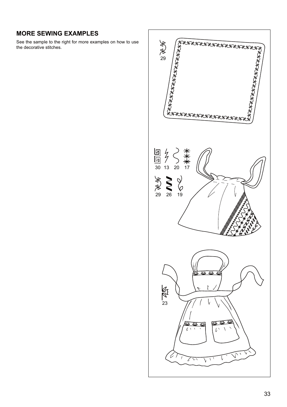More sewing examples | SINGER SEQS-6700 FUTURA QUARTET Instruction Manual User Manual | Page 35 / 68