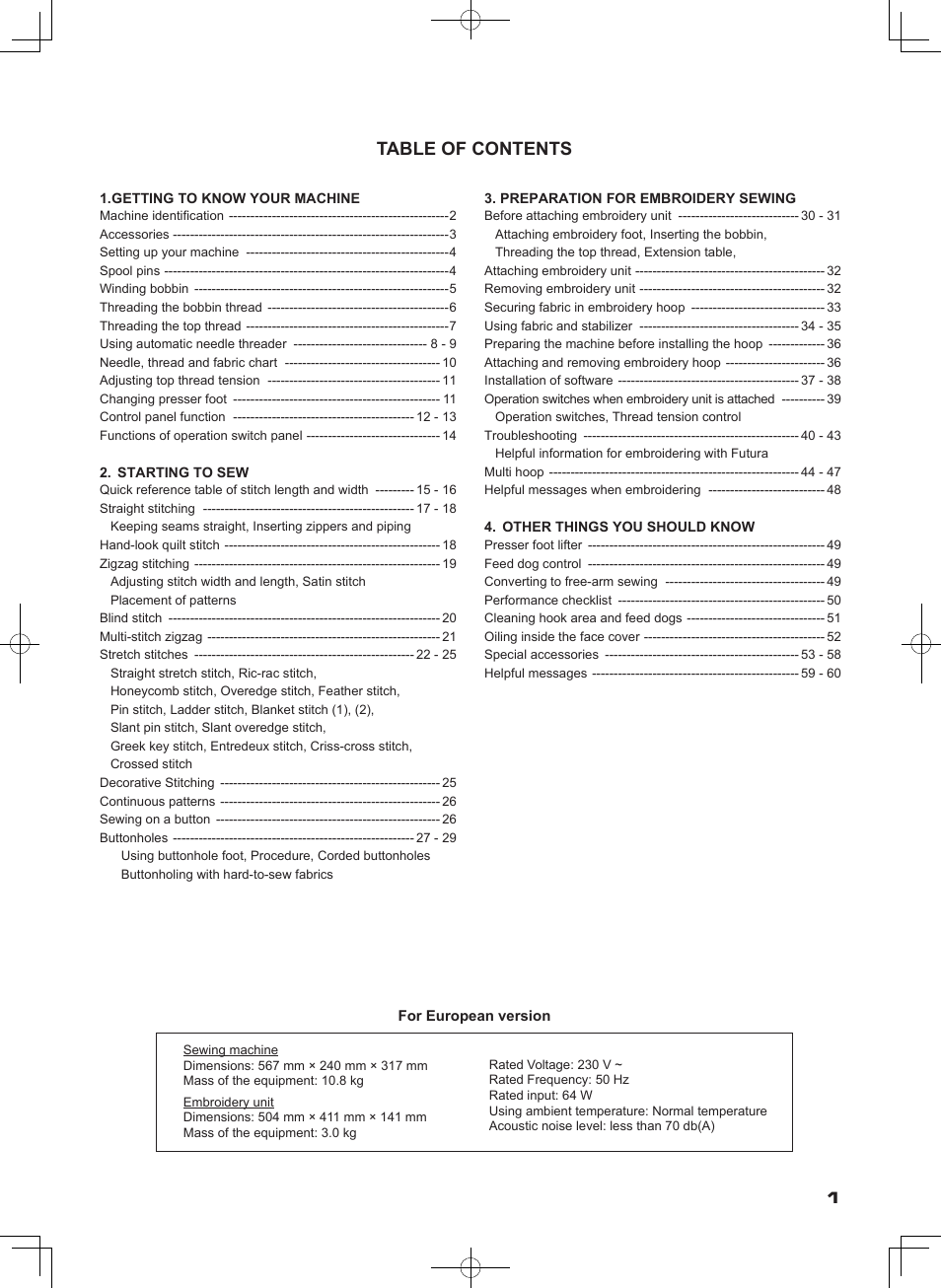 SINGER SEQS-6000 FUTURA QUARTET Instruction Manual User Manual | Page 3 / 64