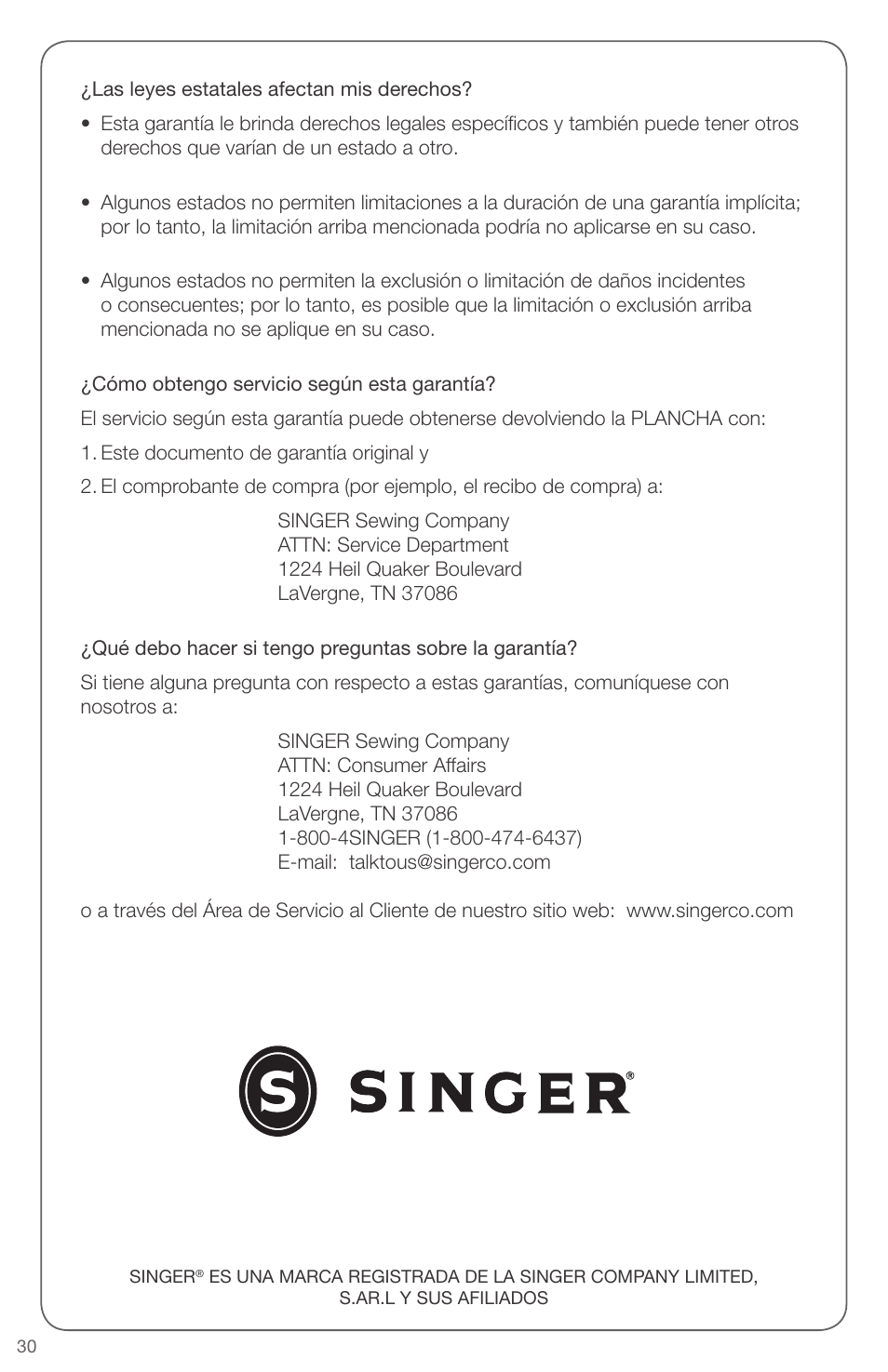 SINGER EXPERT FINISH II User Manual | Page 30 / 45