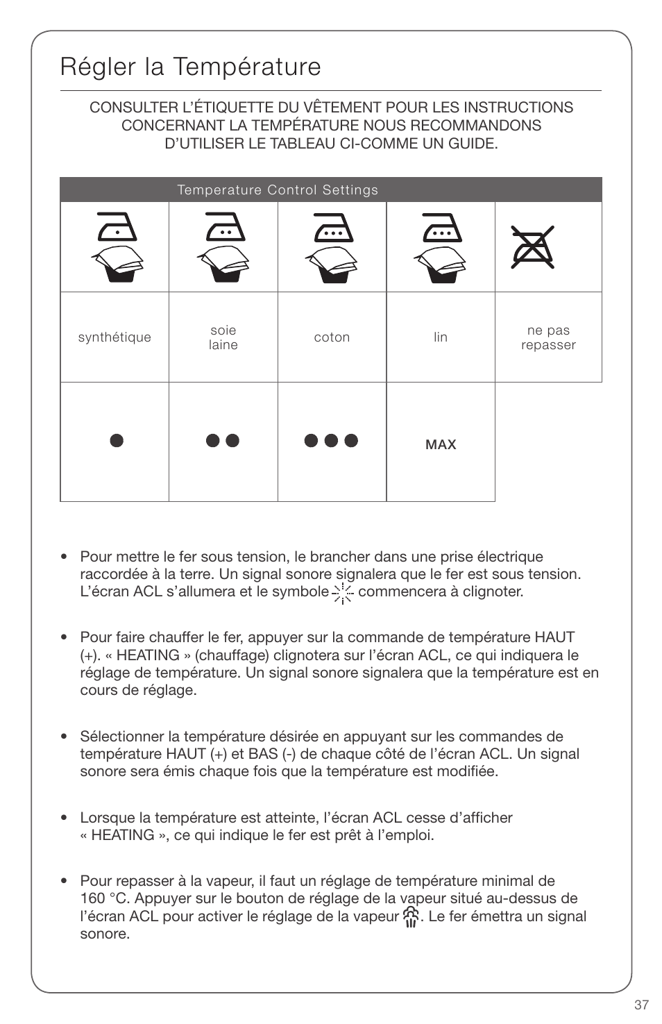 Régler la température | SINGER EXPERT FINISH II User Manual | Page 37 / 45