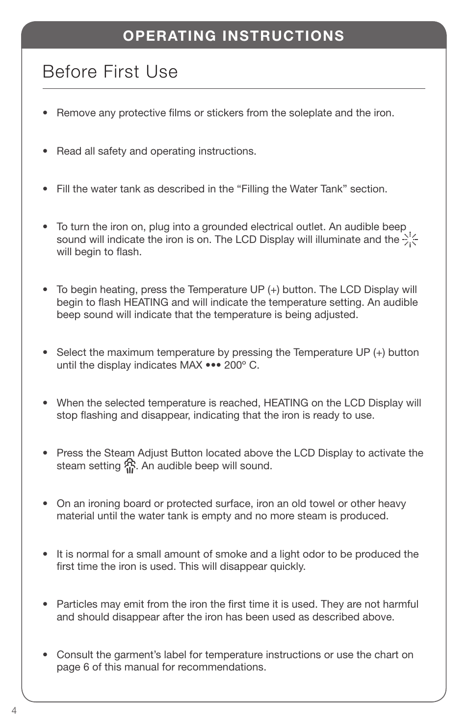 Before first use, Operating instructions | SINGER EXPERT FINISH II User Manual | Page 4 / 45