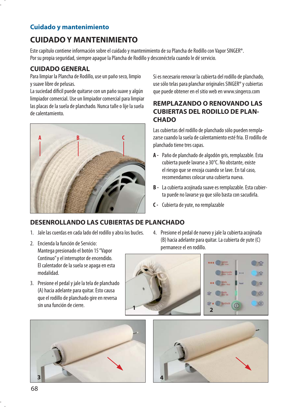 Cuidado y mantenimiento | SINGER 580 ROTARY STEAM PRESS User Manual | Page 70 / 74