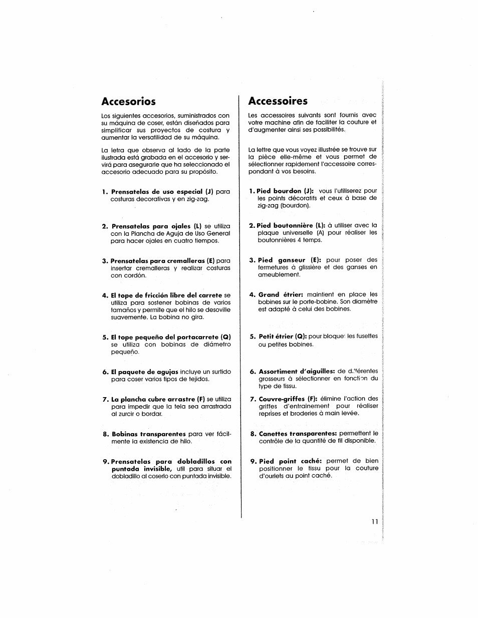 Accesorios, Accessoires | SINGER 5805 User Manual | Page 13 / 88