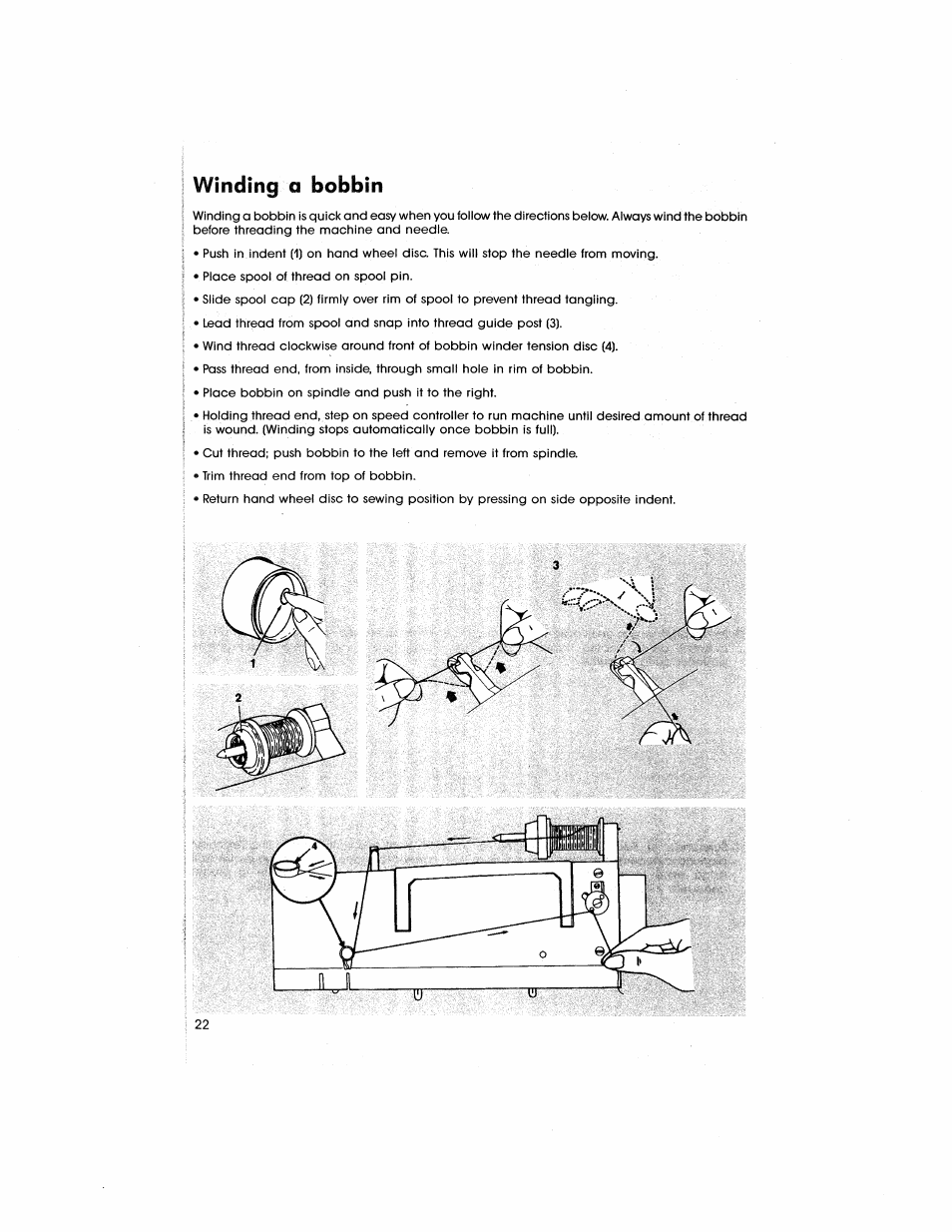 Winding a bobbin | SINGER 5805 User Manual | Page 24 / 88