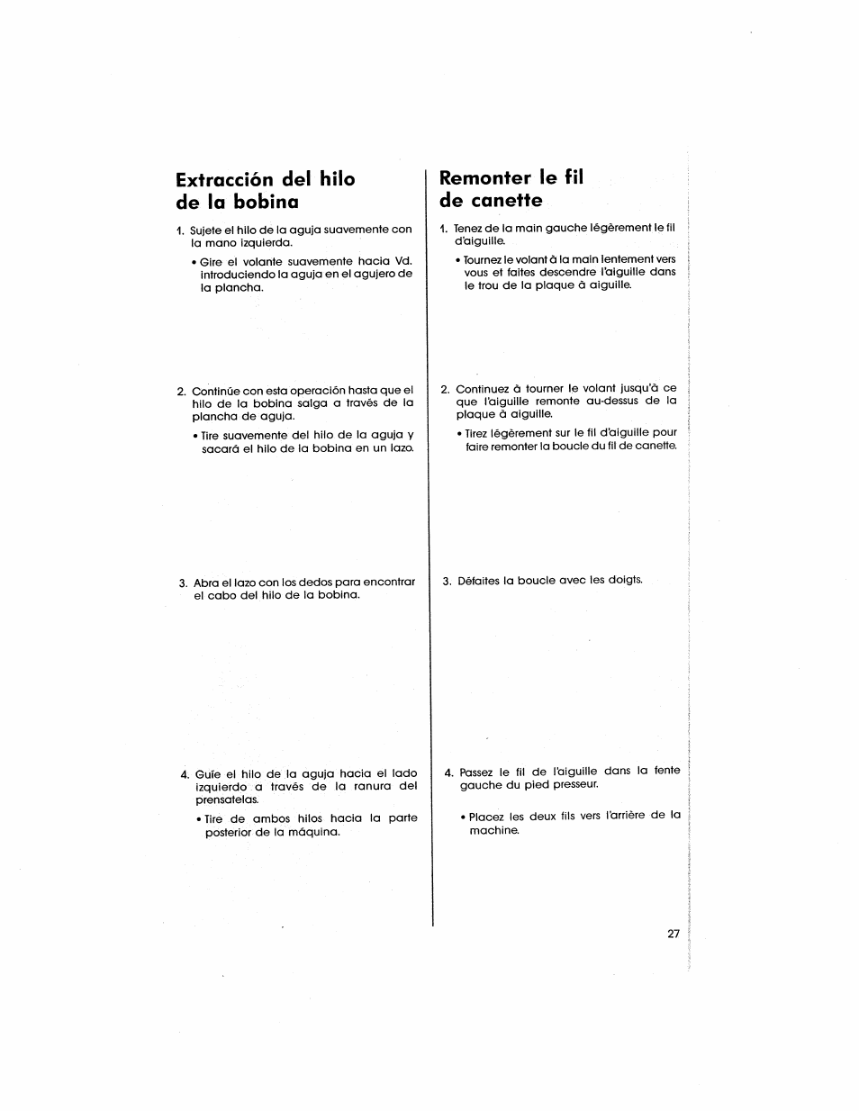 Extracción del hilo de la bobina, Remonter le fil de canette | SINGER 5805 User Manual | Page 29 / 88