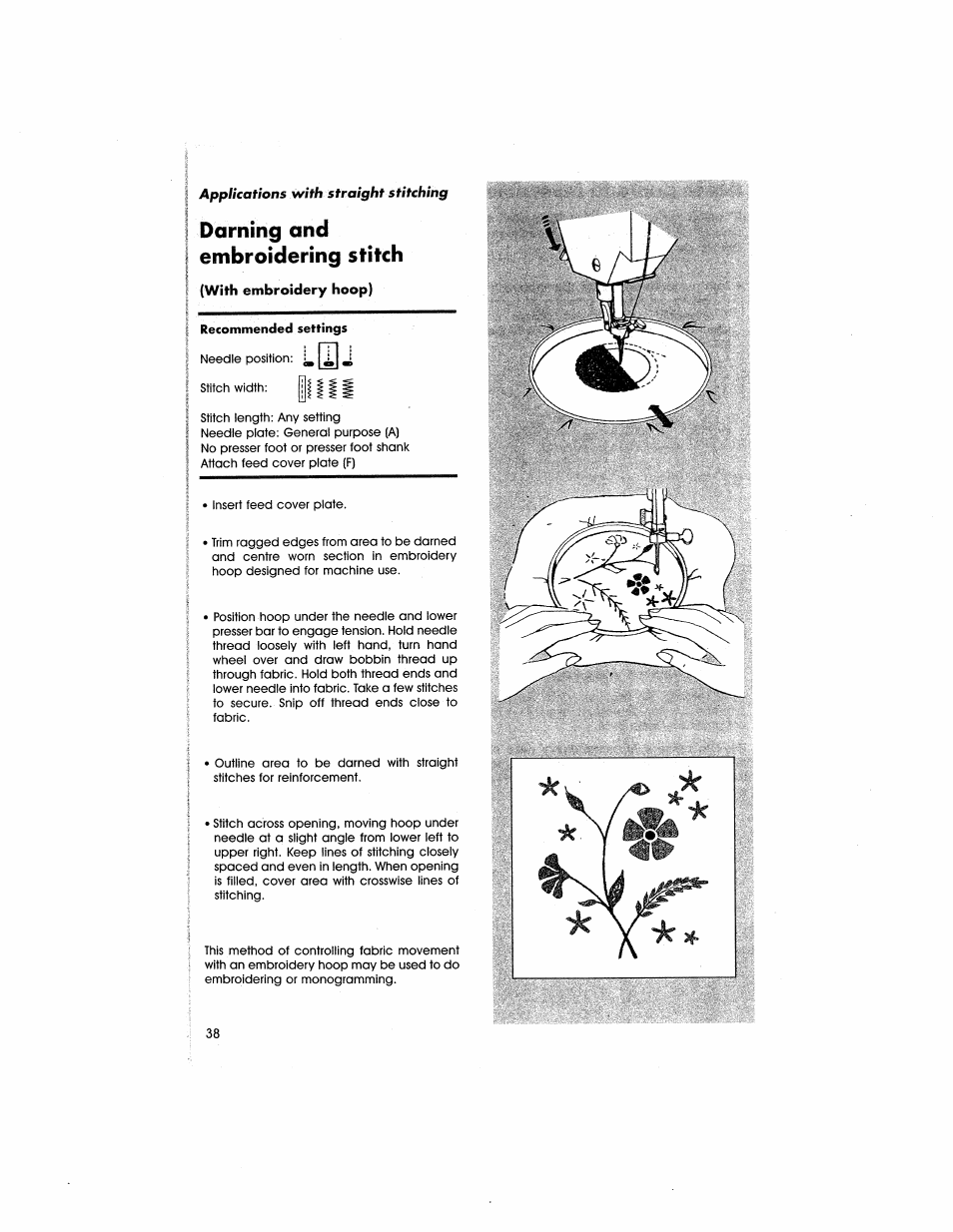 Darning and embroidering stitch | SINGER 5805 User Manual | Page 40 / 88