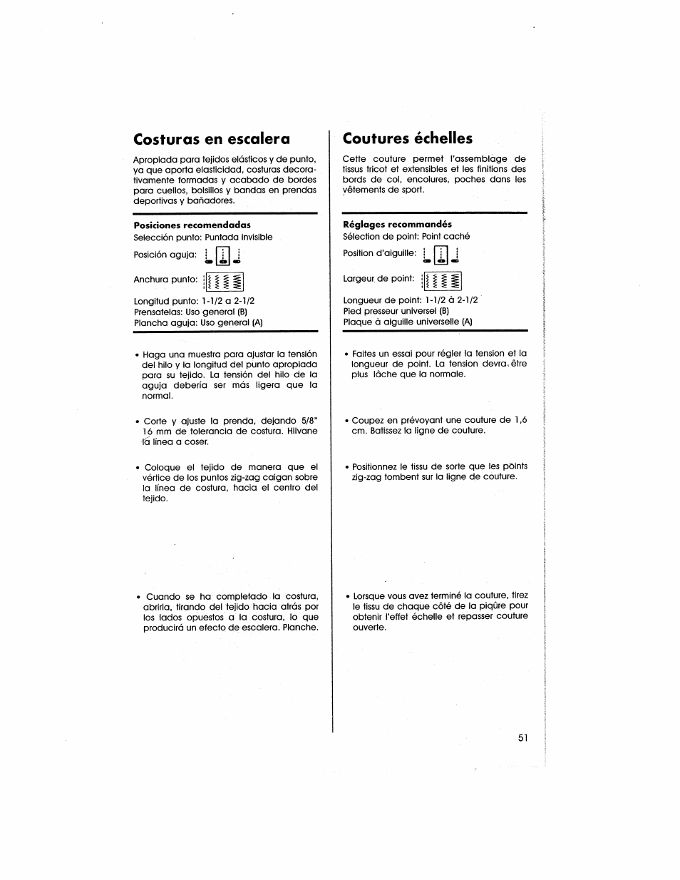 Costuras en escalera, Coutures échelles | SINGER 5805 User Manual | Page 53 / 88