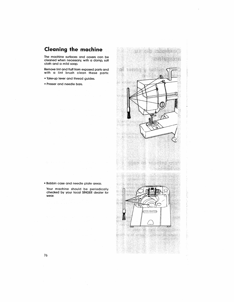 Cleaning the tnqchine, Cleaning the machine | SINGER 5805 User Manual | Page 78 / 88