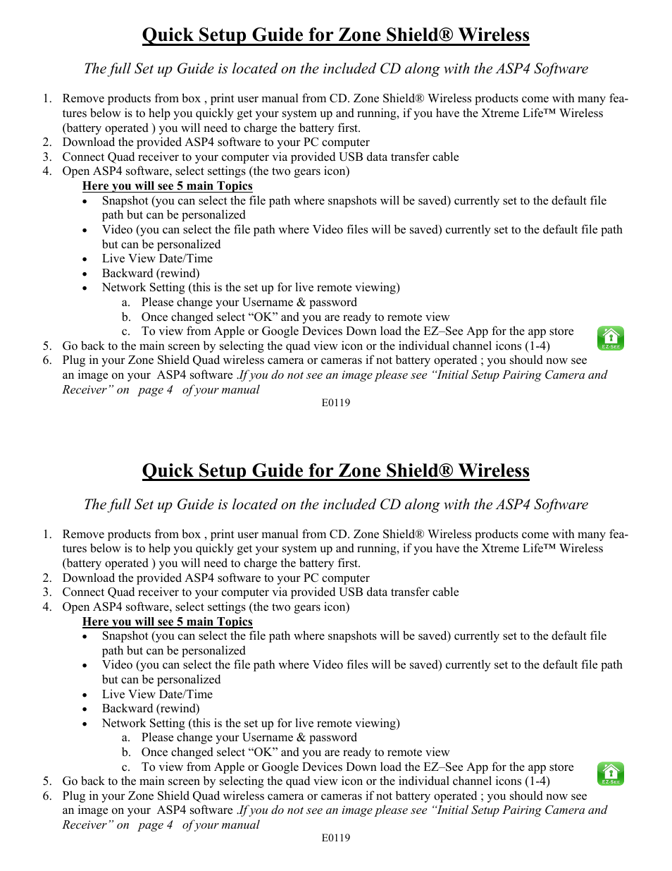 SleuthGear Xtreme Life Night Vision QUAD LCD Quick Guide User Manual | 1 page