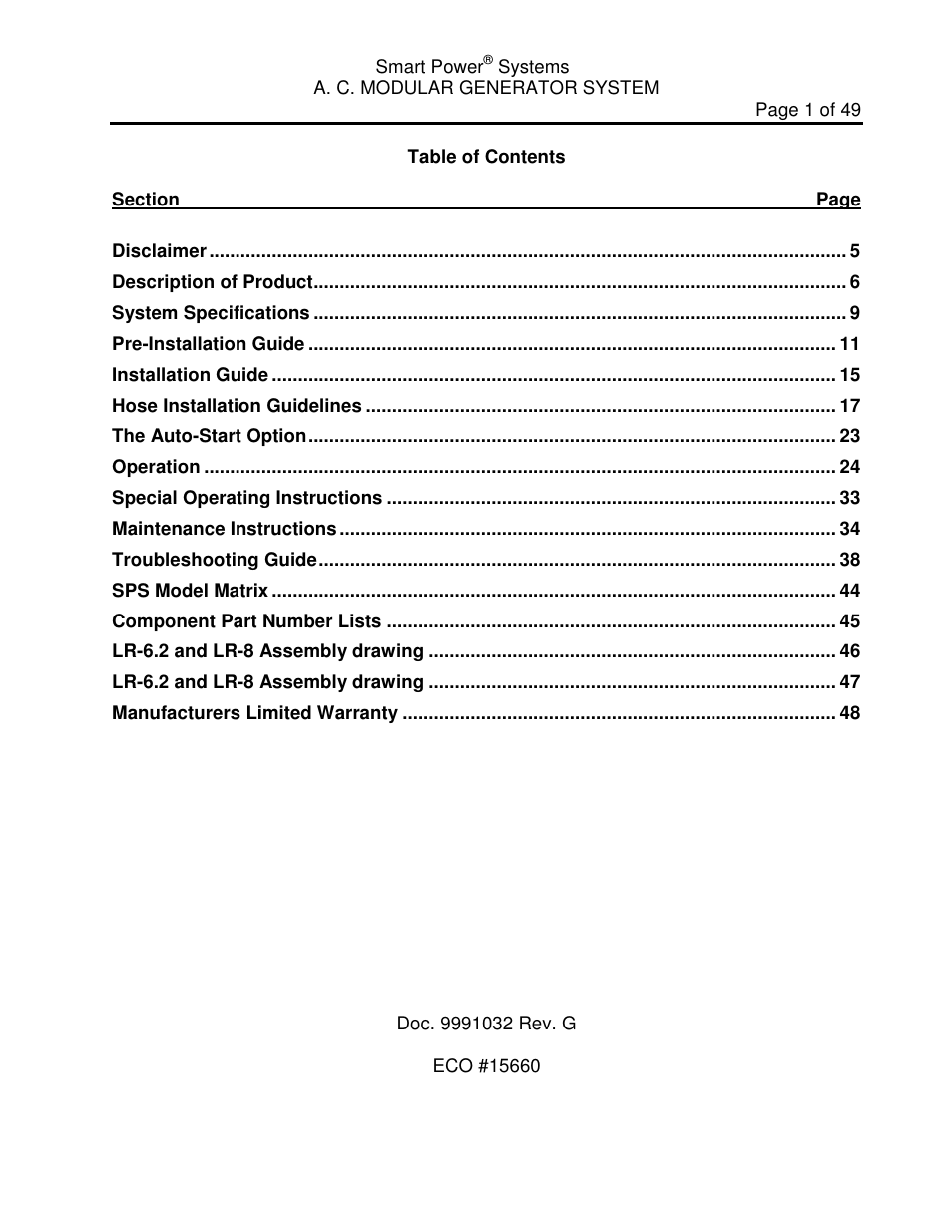 Smart Power Systems LR Series User Manual | Page 2 / 50