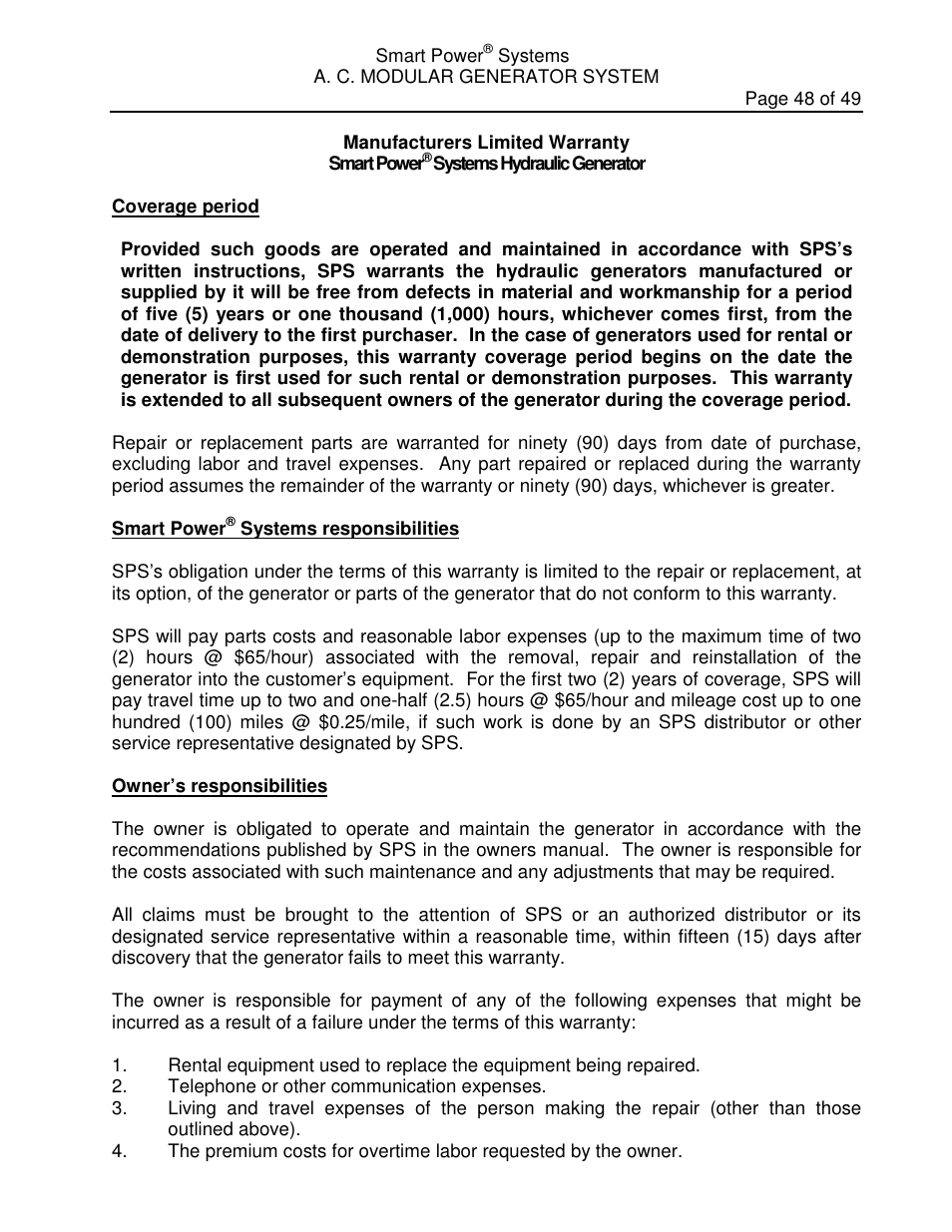 Smart Power Systems LR Series User Manual | Page 49 / 50