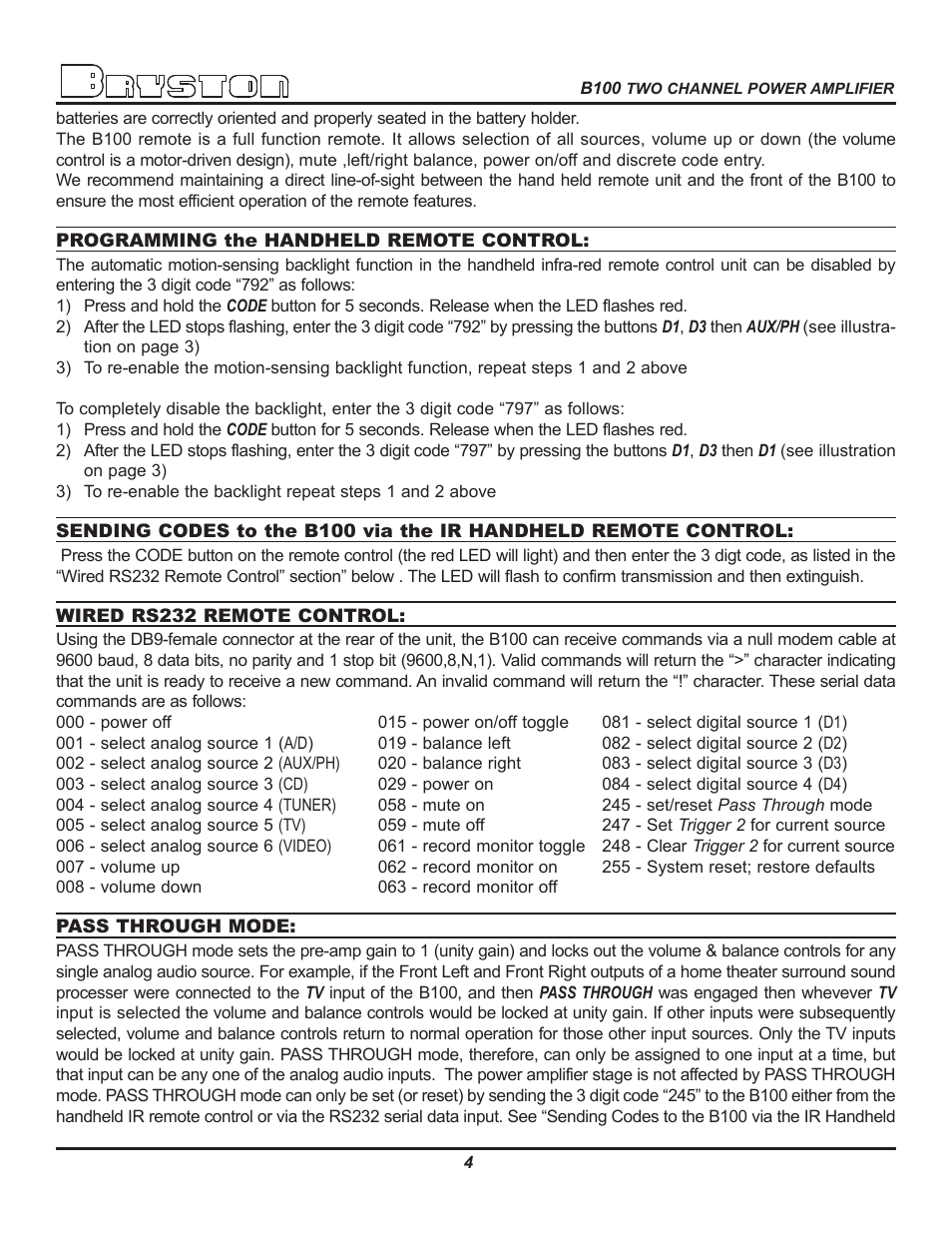 Bryston B100 User Manual | Page 6 / 10