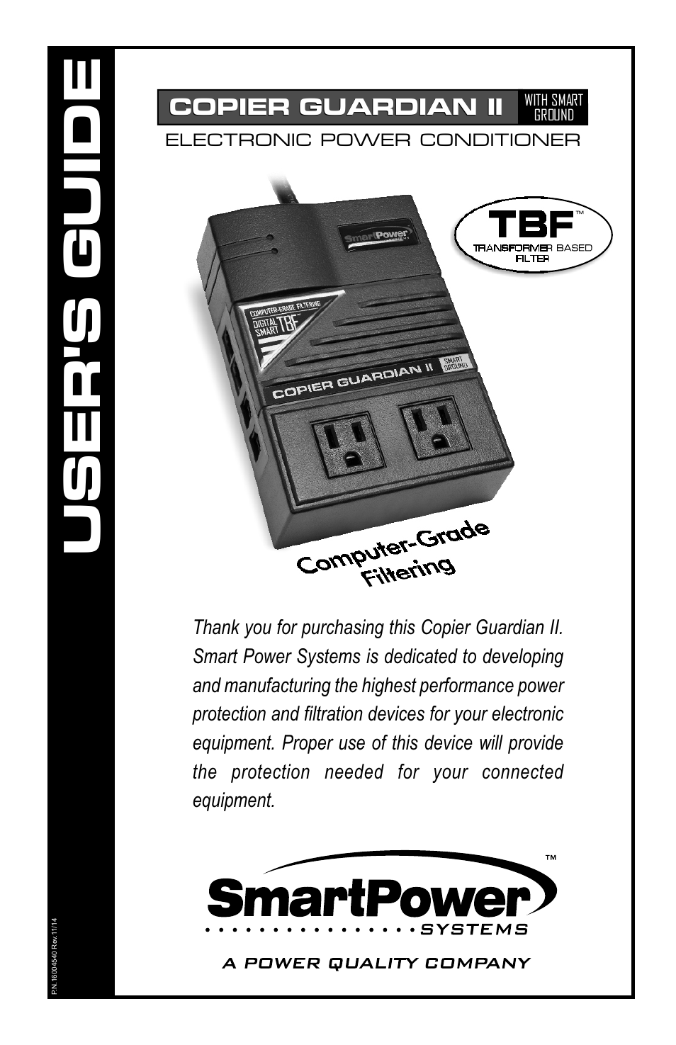 Smart Power Systems Copier Guardian User Manual | 4 pages