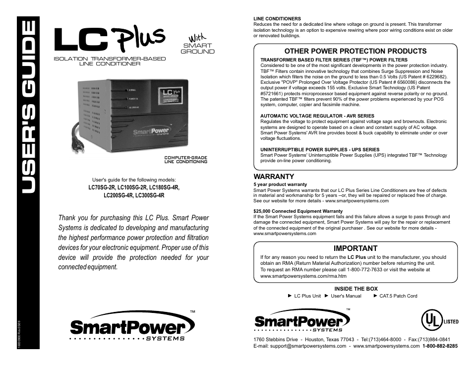 Smart Power Systems LC Plus User Manual | 2 pages