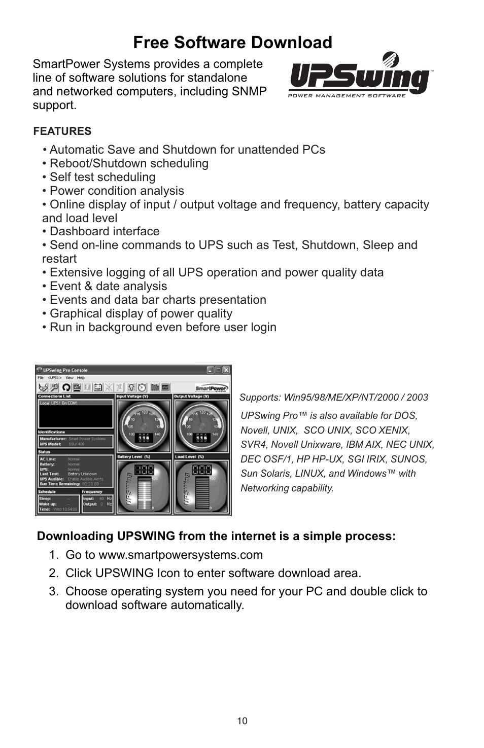 Free software download | Smart Power Systems Office-TBF UPS User Manual | Page 11 / 15