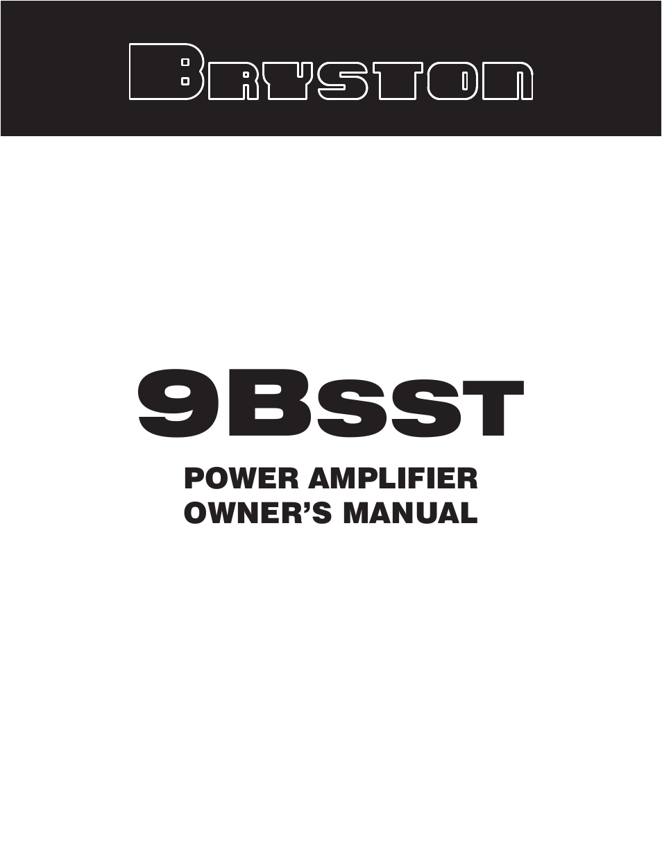 Bryston 9BSST User Manual | 14 pages