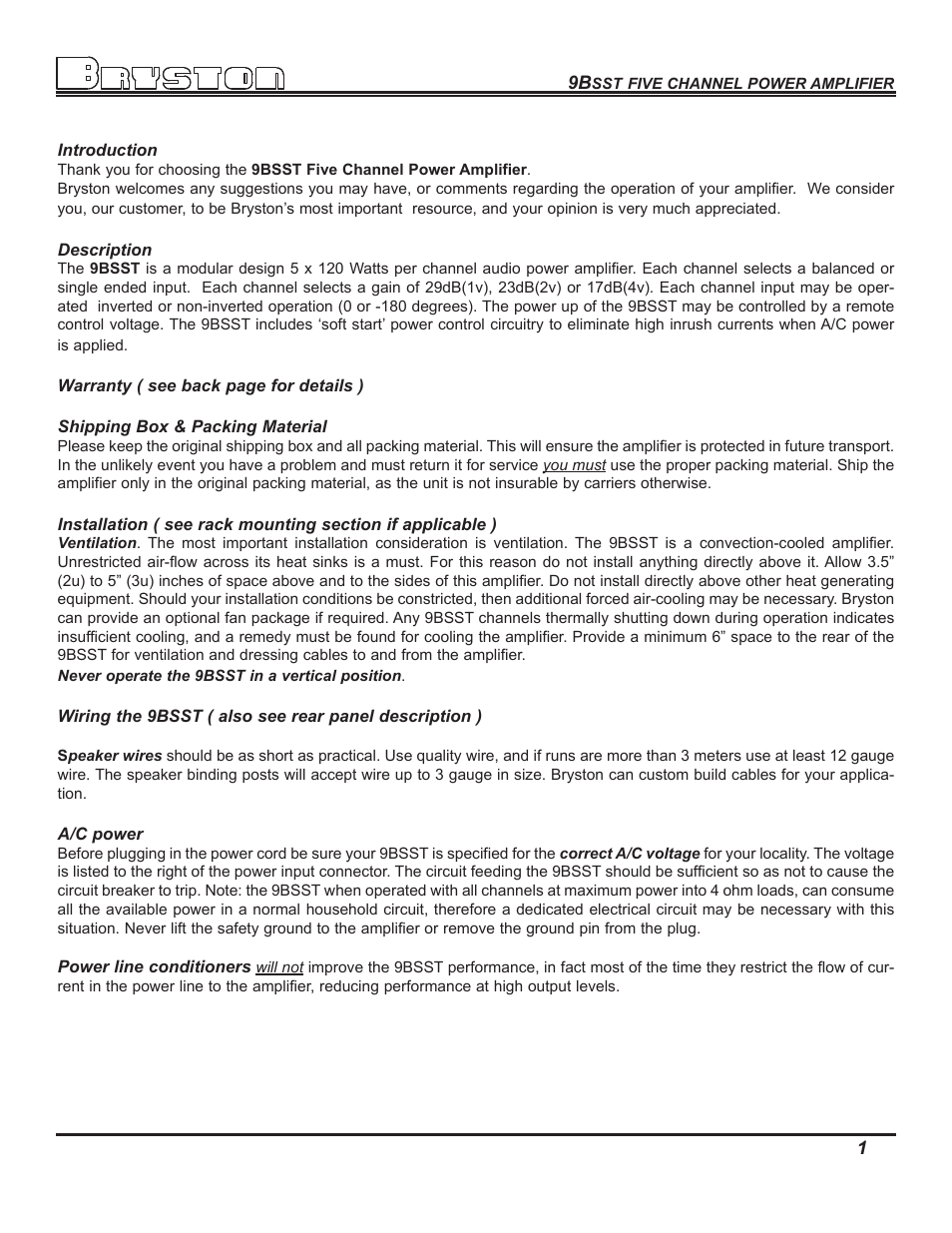 Bryston 9BSST User Manual | Page 3 / 14