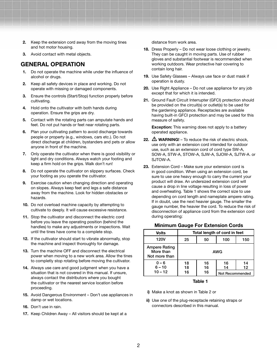 General operation | Snow Joe TJ599E Aardvark 2.5 AMP Electric Cultivator User Manual | Page 2 / 10