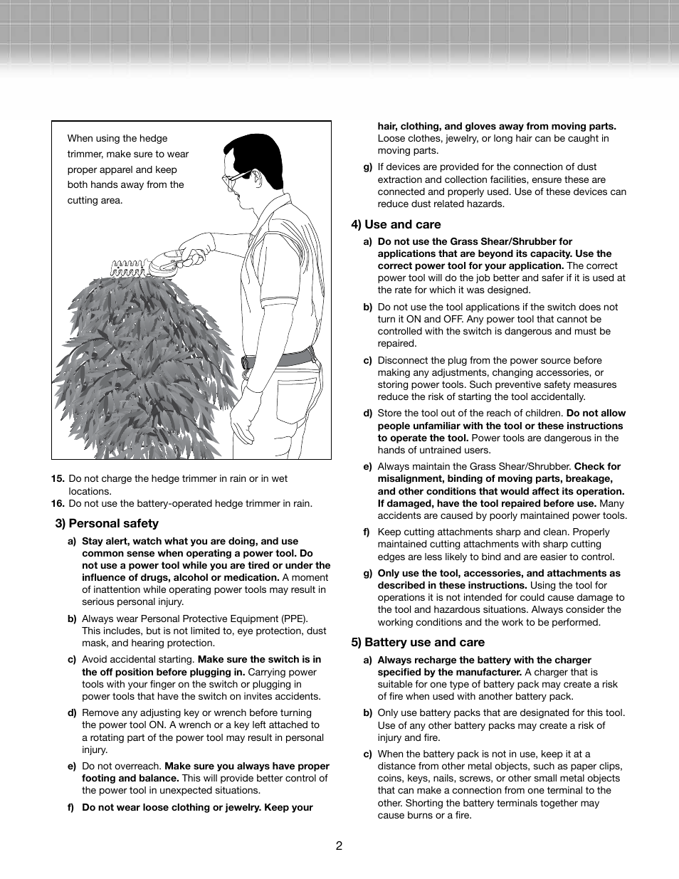 Snow Joe HJ602C Hedger Joe 3.6 V Li-ion 2 Tools in 1 Cordless Grass Shear/Shrubber User Manual | Page 2 / 10