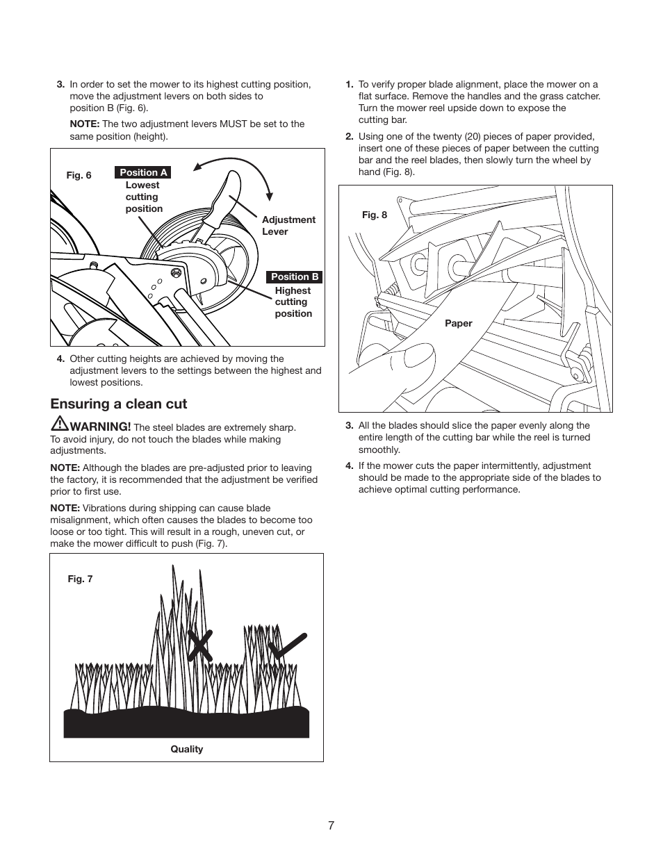 Ensuring a clean cut | Snow Joe MJ502M Mow Joe 20-Inch Manual Reel Mower with Grass Catcher Manual User Manual | Page 7 / 12