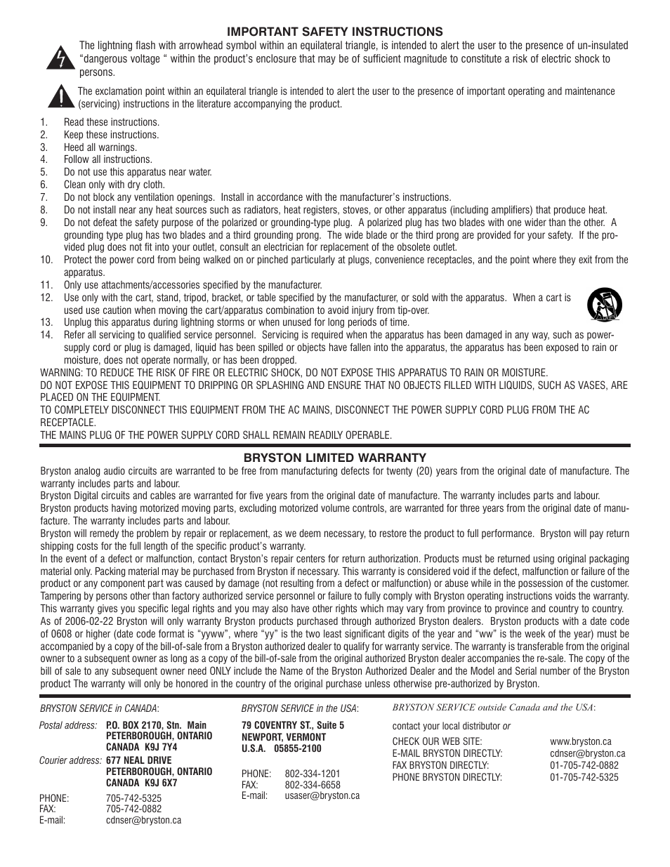 Bryston B100-DA User Manual | Page 3 / 12