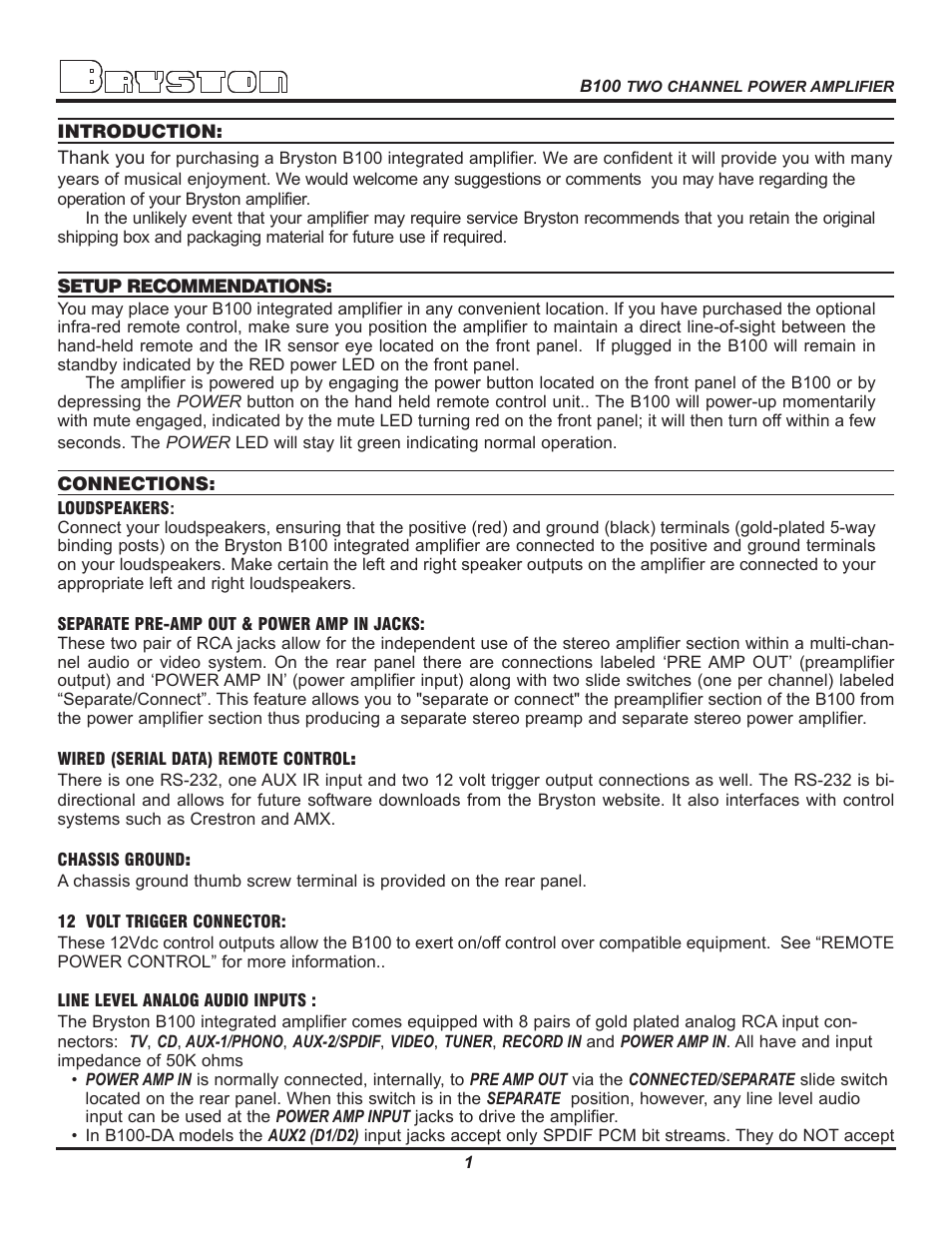 Bryston B100-DA User Manual | Page 4 / 12