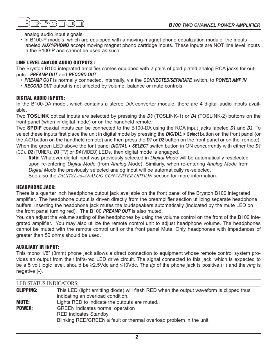 Bryston B100-DA User Manual | Page 5 / 12