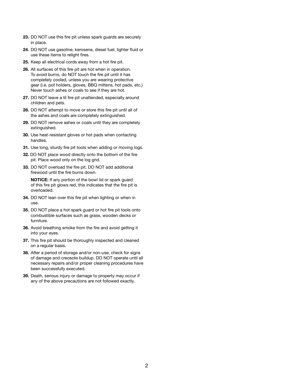 Snow Joe SJFP30 Fire Joe 30-Inch Steel Fire Pit User Manual | Page 2 / 8